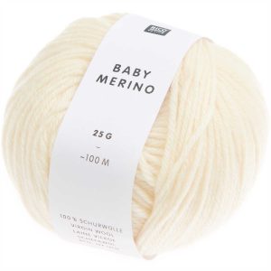 LOT DE 4 PELOTES Baby Merino Rico Design 25g coloris 001-crème