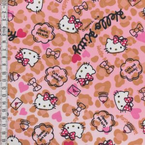 Coton Tissu Hello Kitty heart léopard fond rose laize 1,08m x 0,10m